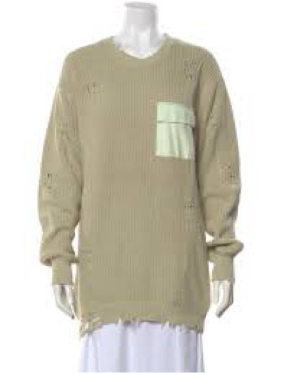 SER.O.YA Sweaters - SER O YA Unisex Devin distressed sweater pale green pullover Cotton knit Large